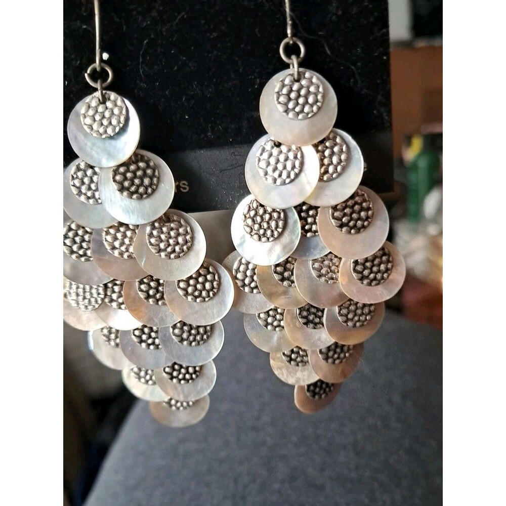 Pearl And Silvertone Chandelier Earrings Lane Bryant NWT